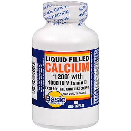 Basic Vitamins Liquid Filled Calcium 1200 Plus D - 60 Tabs