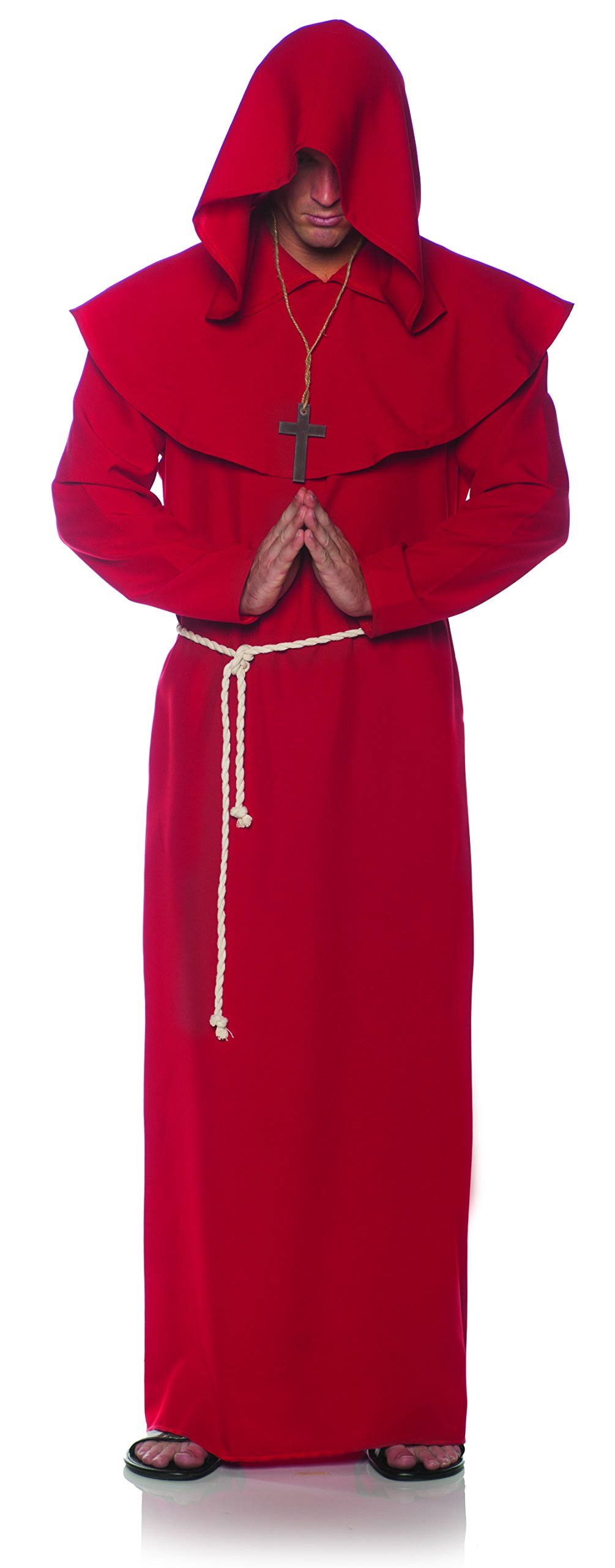 Hooded Red Monk Robe Men's Plus Size Costume XXLarge