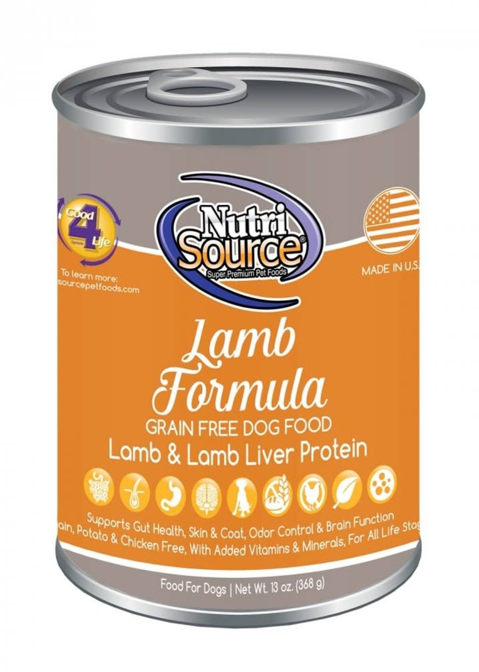 Nutri Source Grain Free Canned Dog Food - Lamb