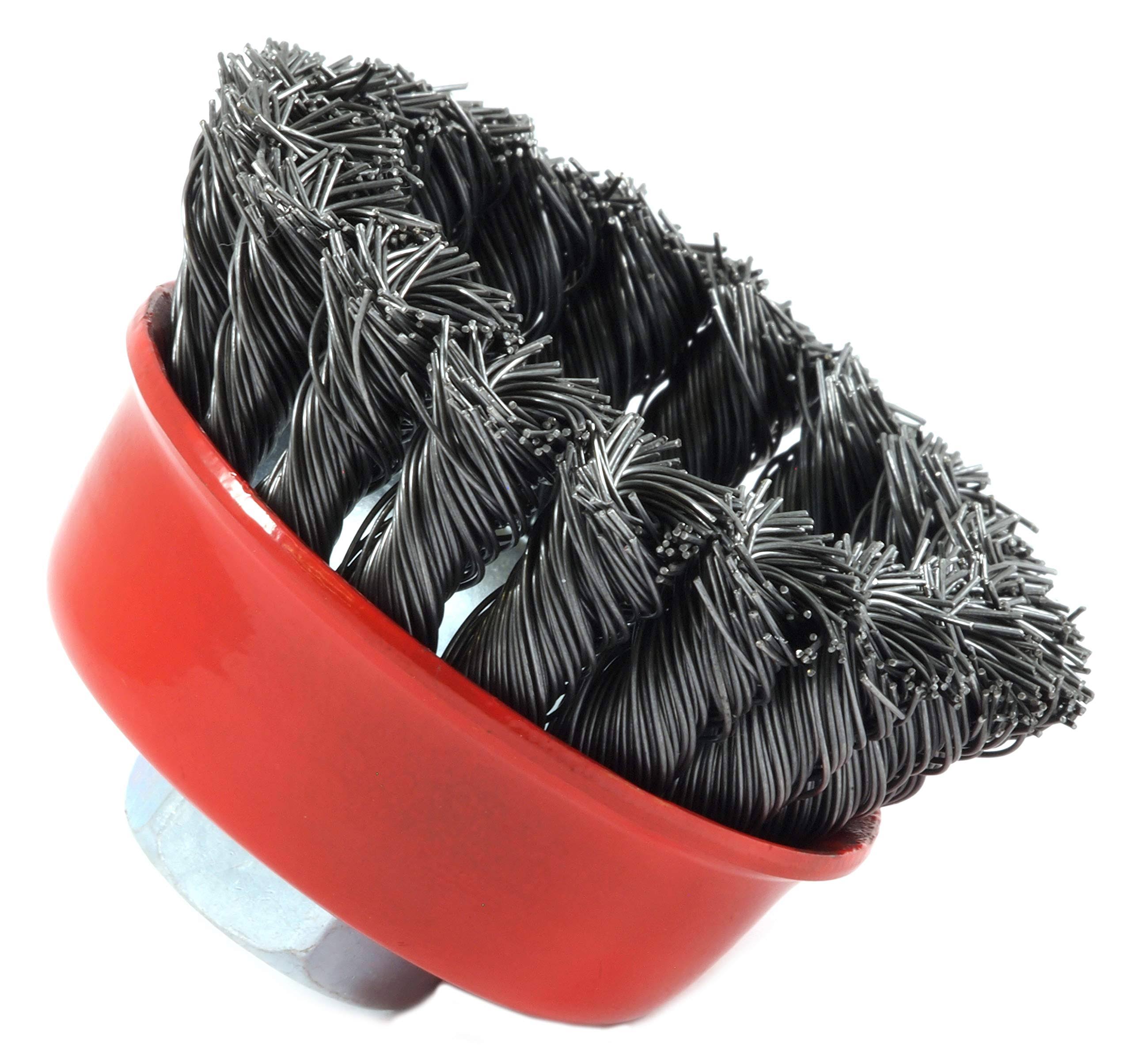 Forney 72757 Wire Cup Brush - Knotted, with 5/8"-11 Threaded Arbor