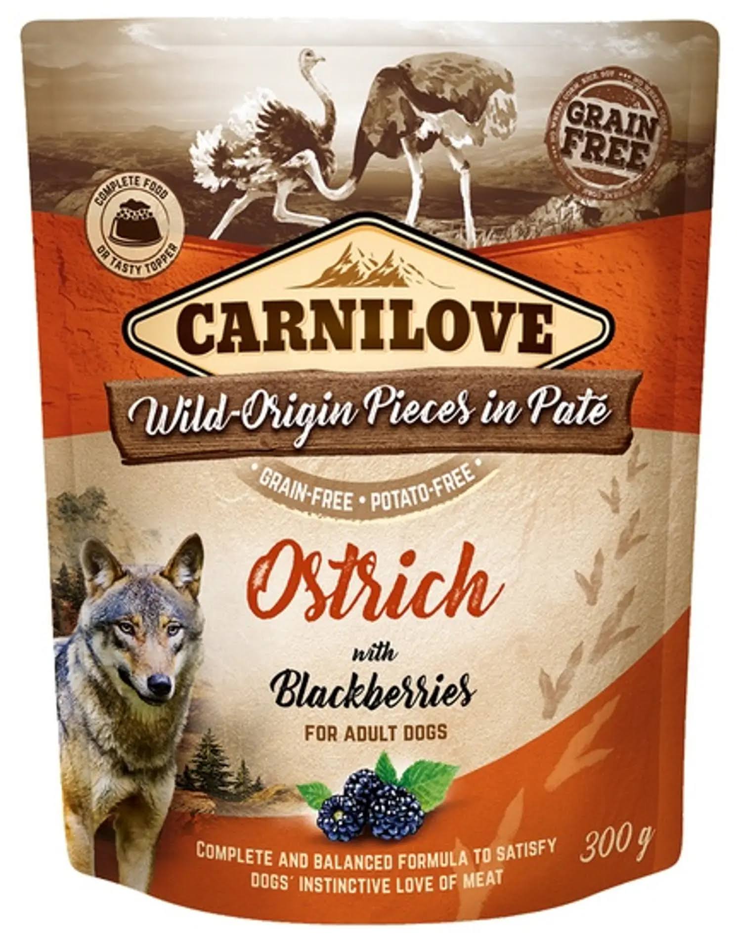 Carnilove Dog Pouch Ostrich With Blackberries - 300g
