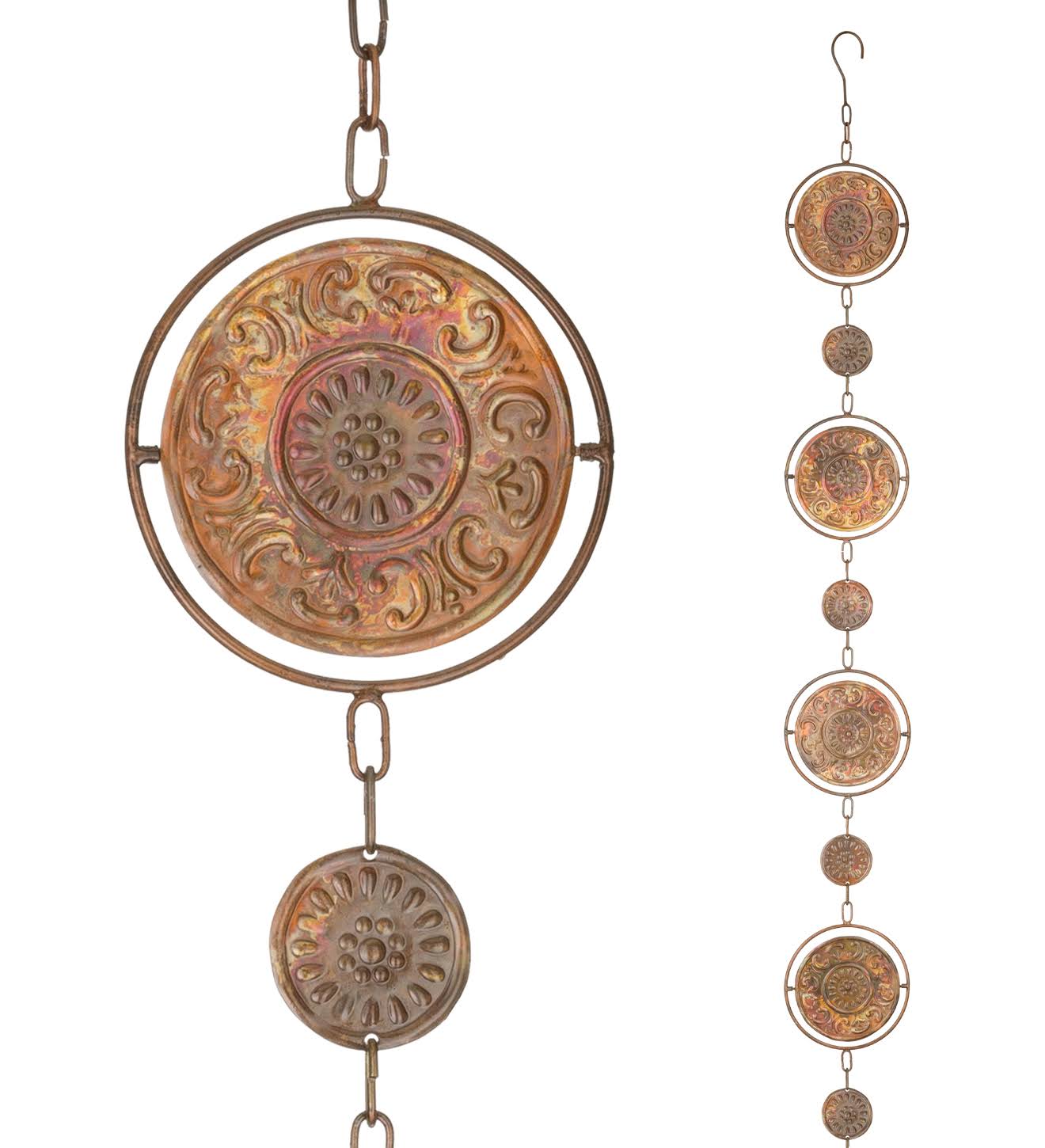 Regal Art and Gift 20456 Flamed Copper Medallion Spinner Rain Chain