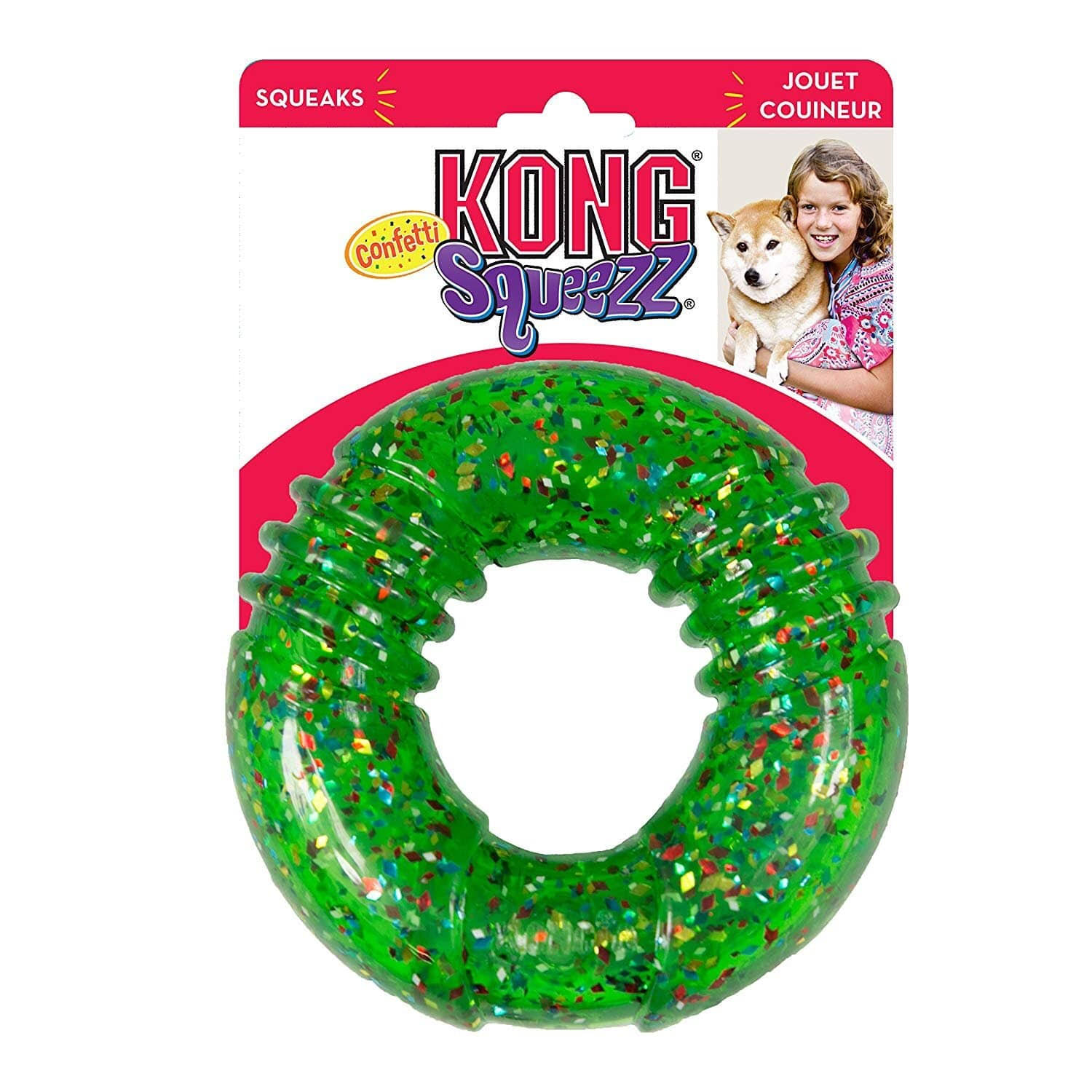 Kong Squeezz Confetti Ring Dog Toy (Medium)