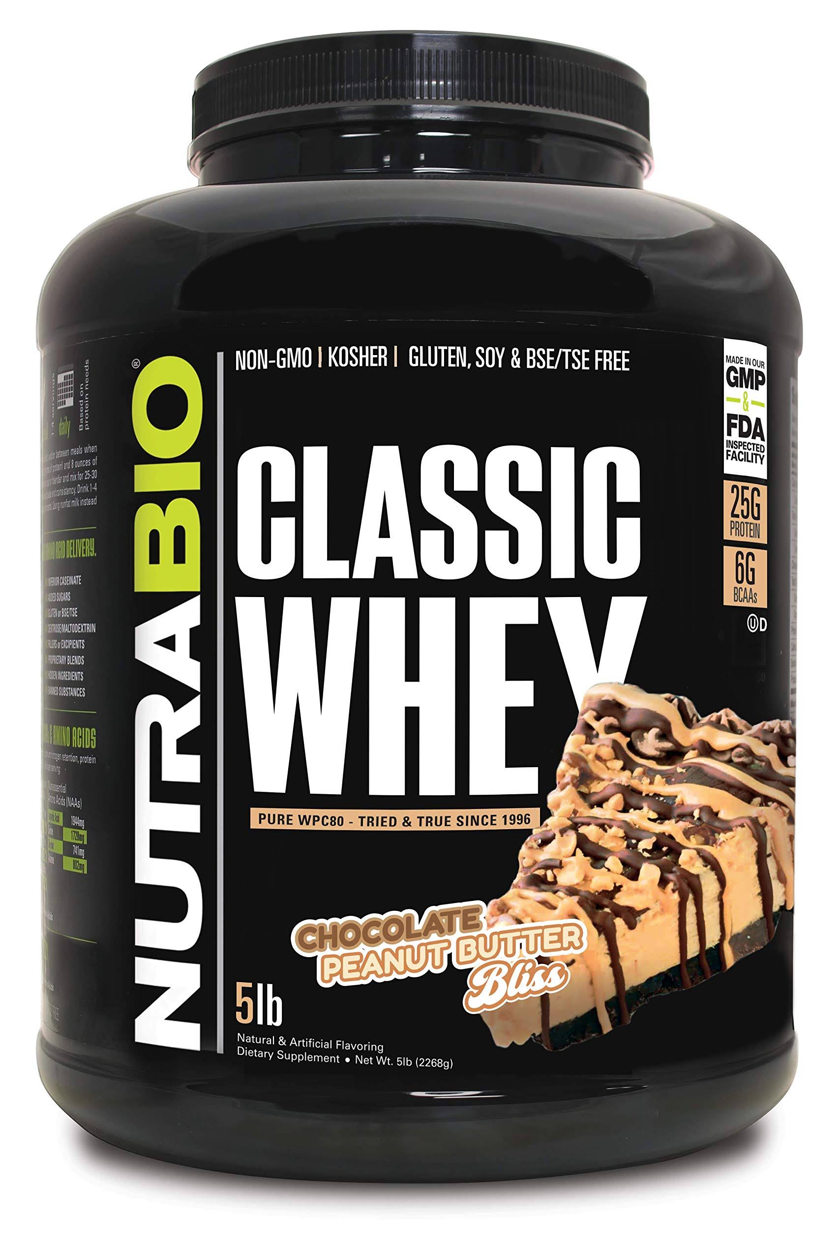 NutraBio Classic Whey Protein Chocolate Peanut Butter Bliss 80 oz