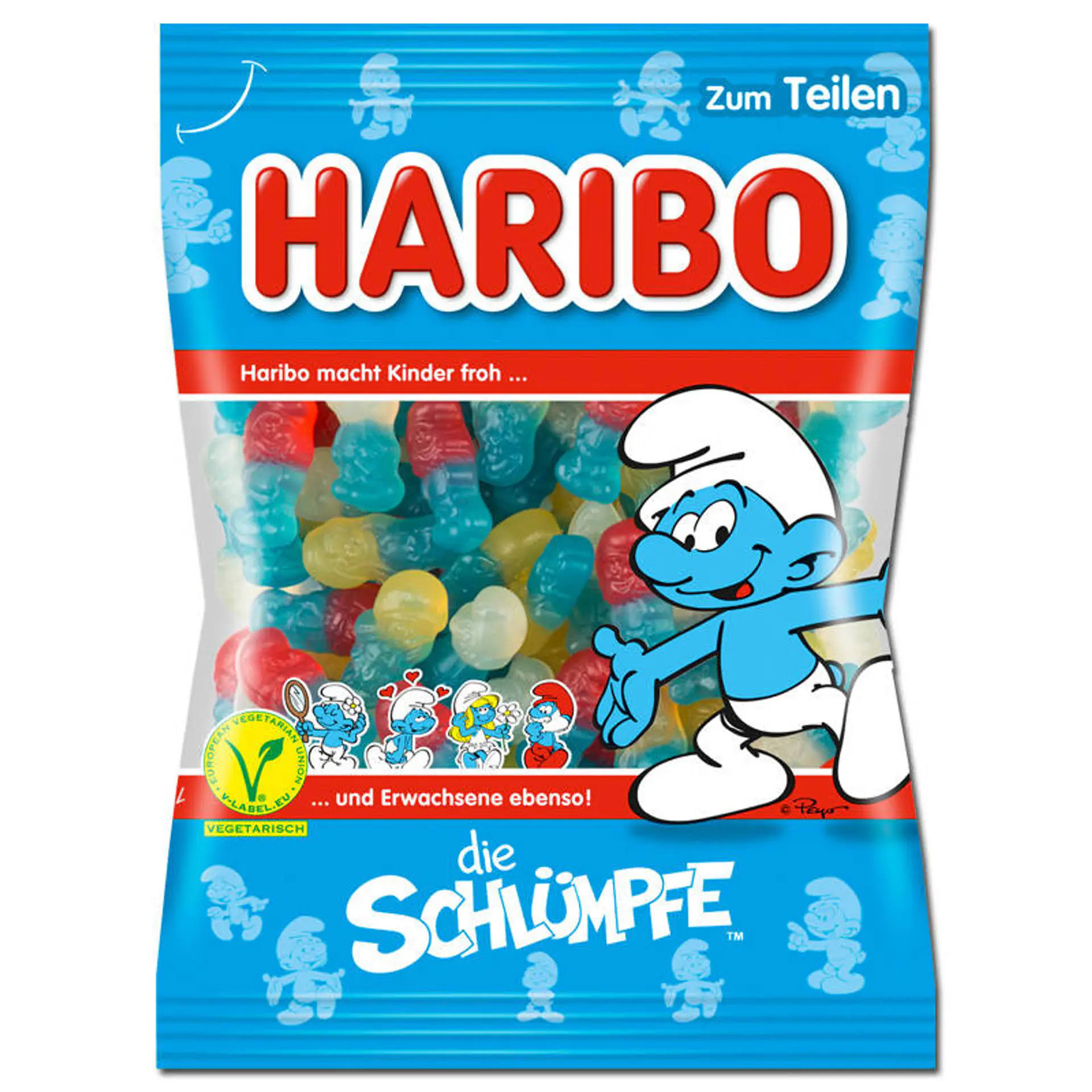 Haribo Smurfs Fruit Gums with Raspberry and Strawberry Flavor 175g