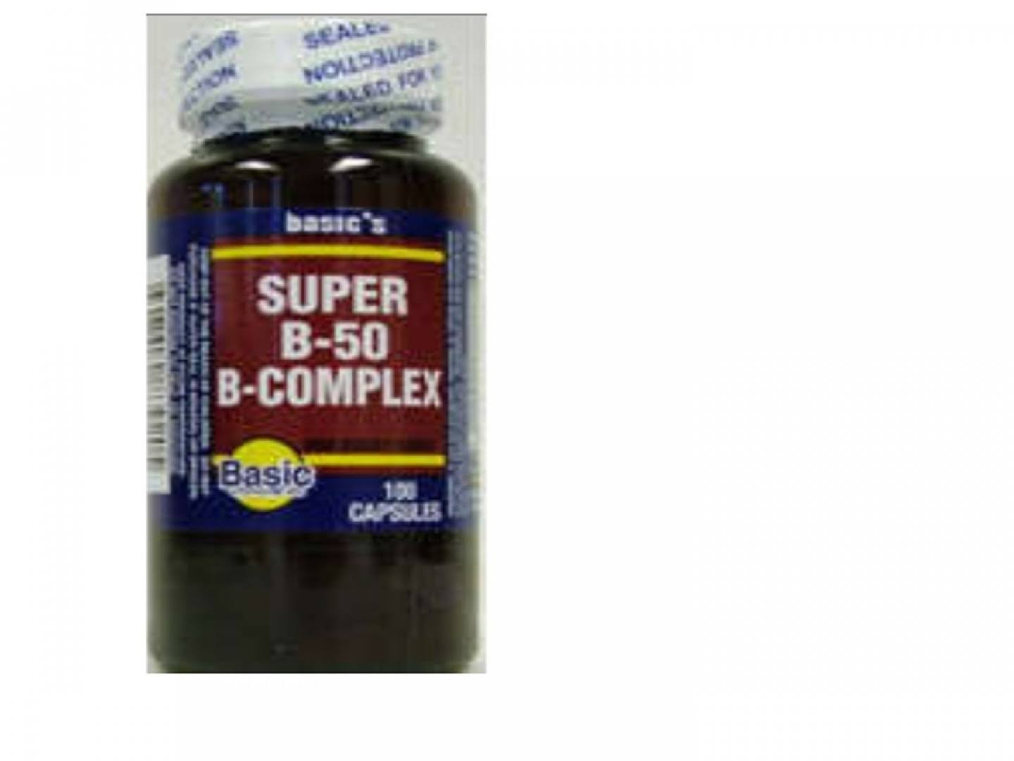 Basic's Super B 50 B Complex Capsules Vitamins - 100ct