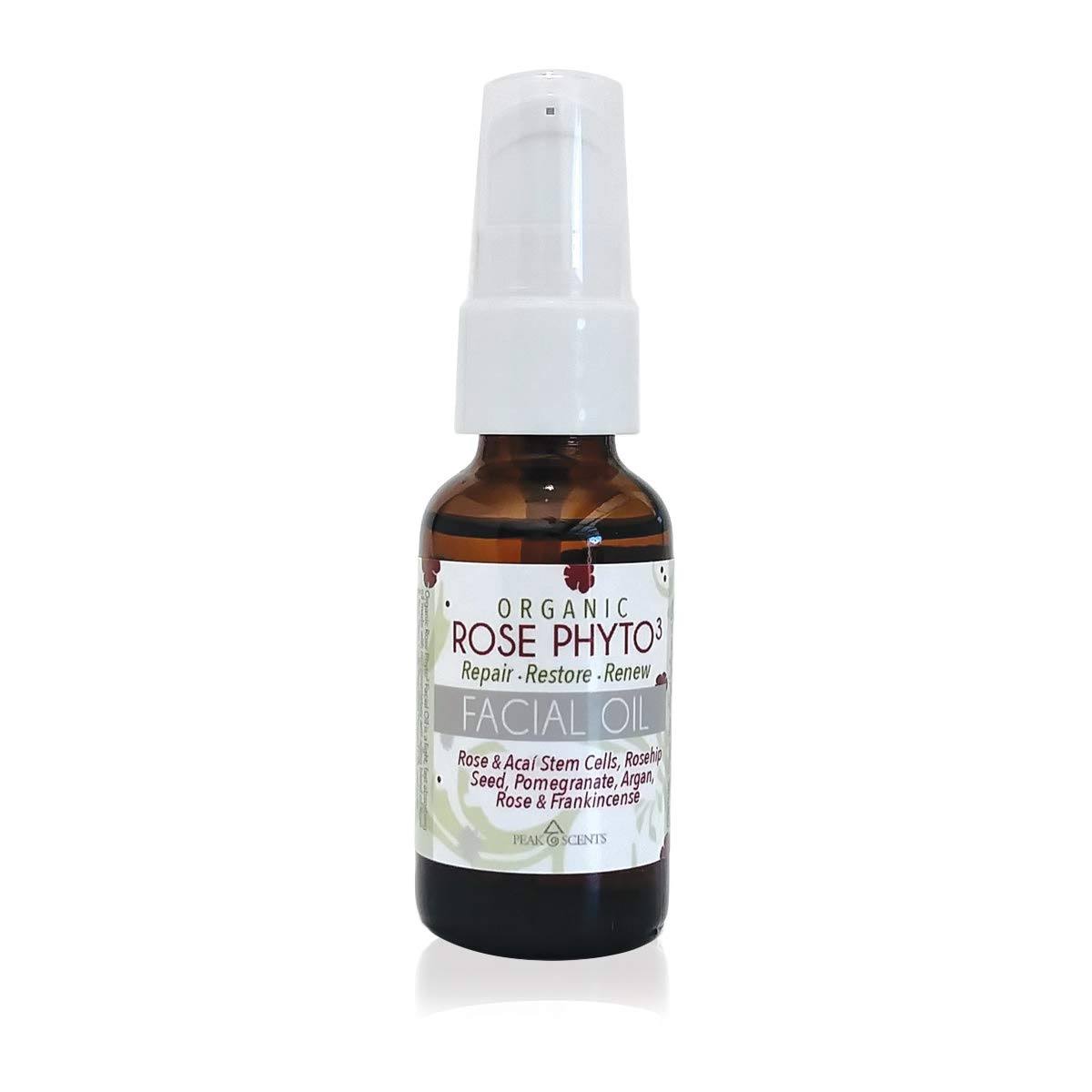 Organic Rose Phyto3 Facial Oil - 30ml Amber Glass -Hydrating Face Oil, Fast Absorbing Great for Sensitive Skin - Cold Pressed Organic Oils
