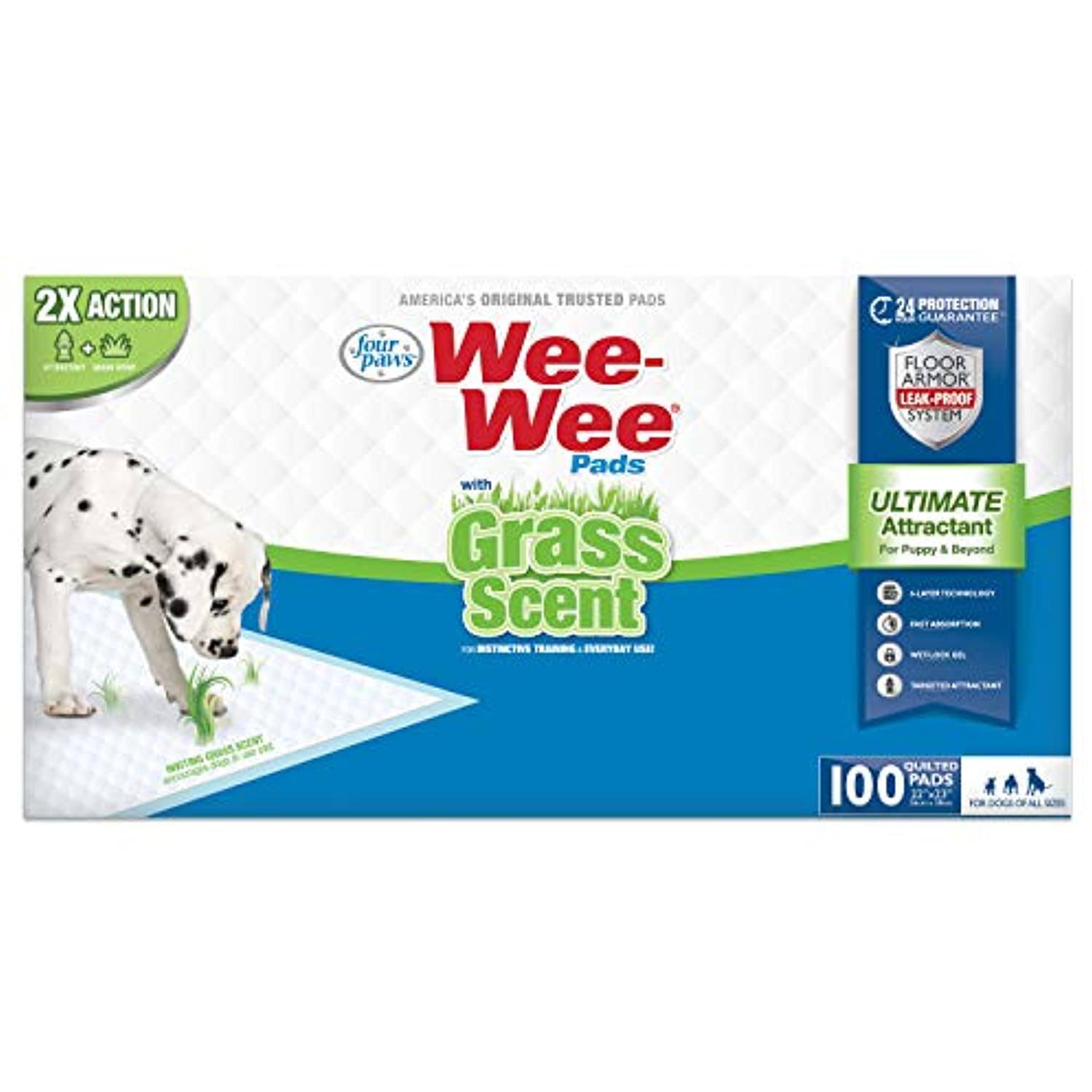 Four Paws Wee Wee Grass Scented Puppy Pads 100 Count