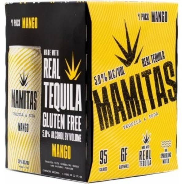 Mamitas Tequila & Soda, Mango, 4 Pack - 4 pack, 12 fl oz cans