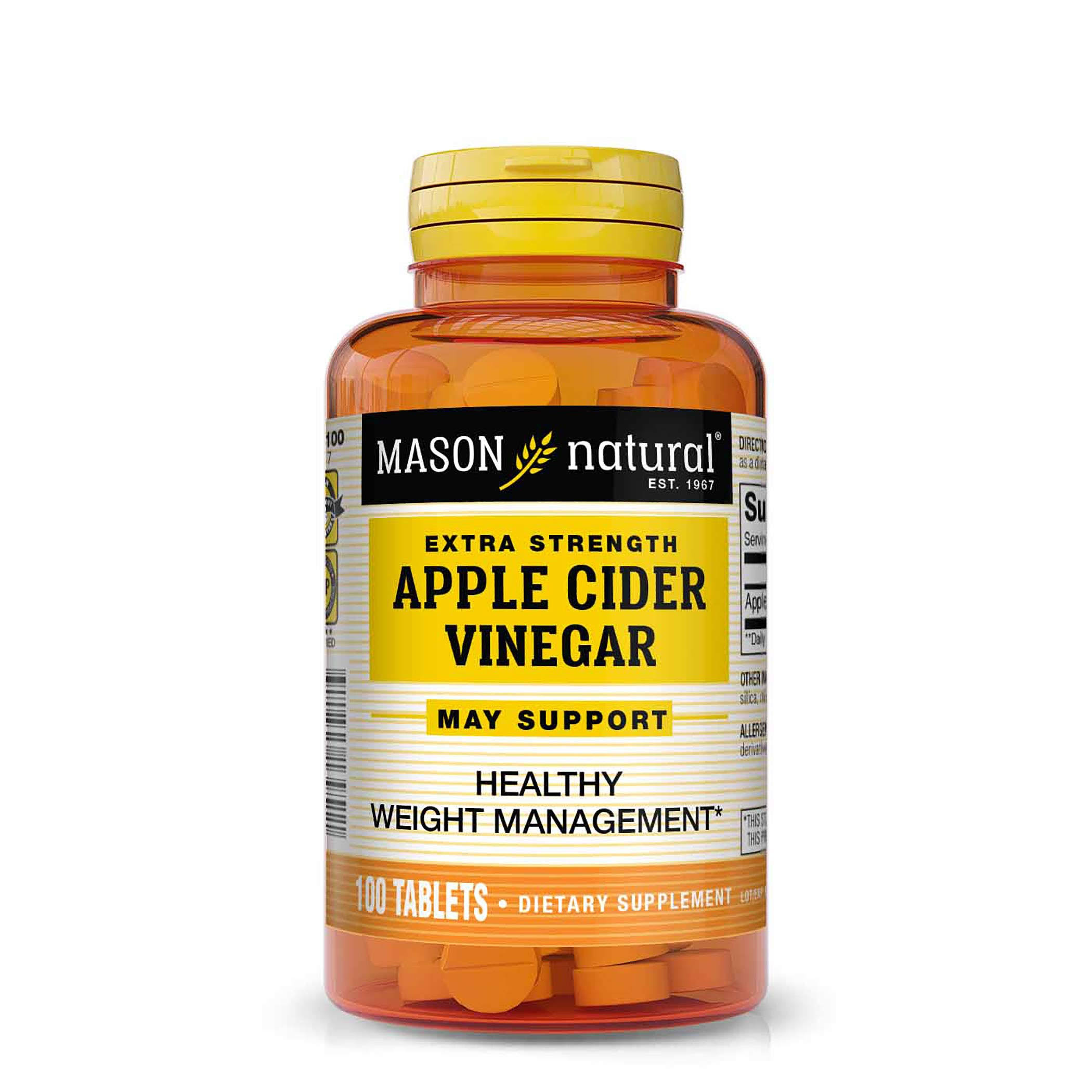 Mason Natural BodyShapers Extra Strength Apple Cider Vinegar Tablets Dietary Supplement - 100 Pack