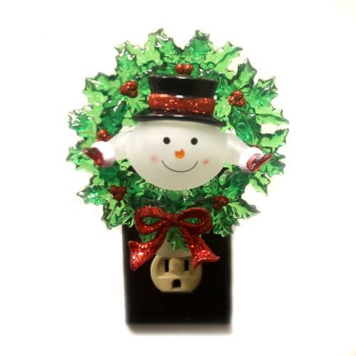 Christmas Snowman Wreath Acrylic Night Light 113351