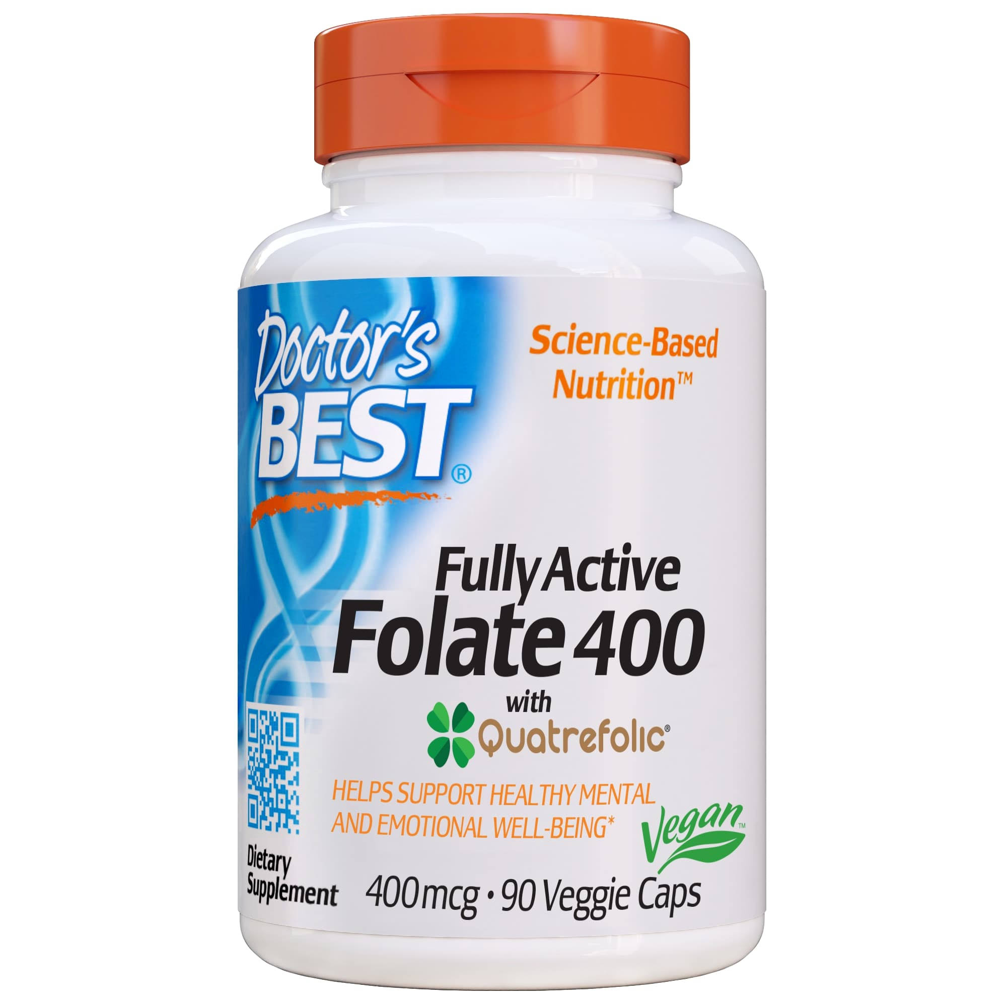 Doctors Best Fully Active Folate Featuring Quatrefolic - 400mcg, 90 Veggie Caps