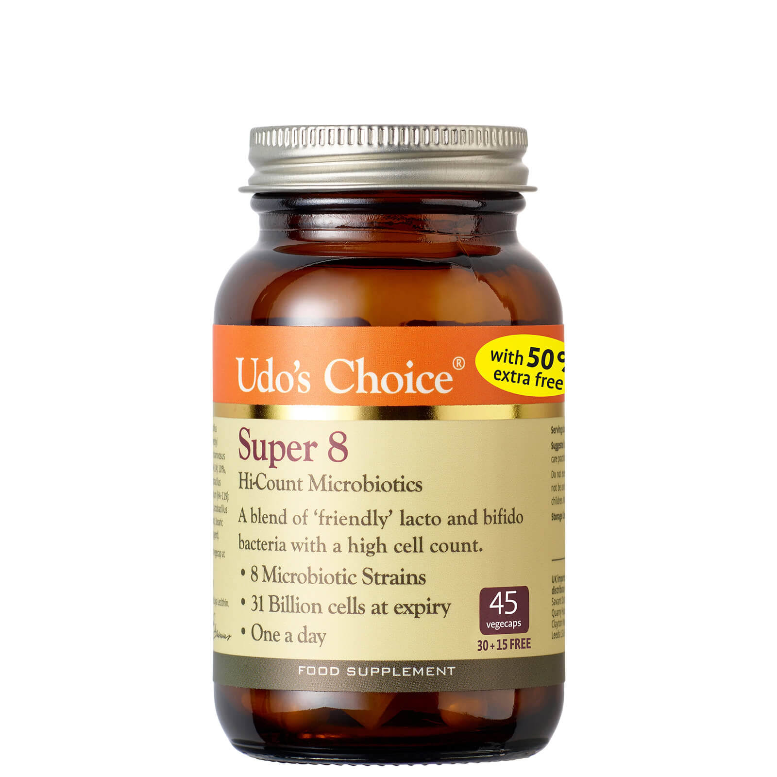 Udo's Choice Super 8 Probiotic - 30 Capsules