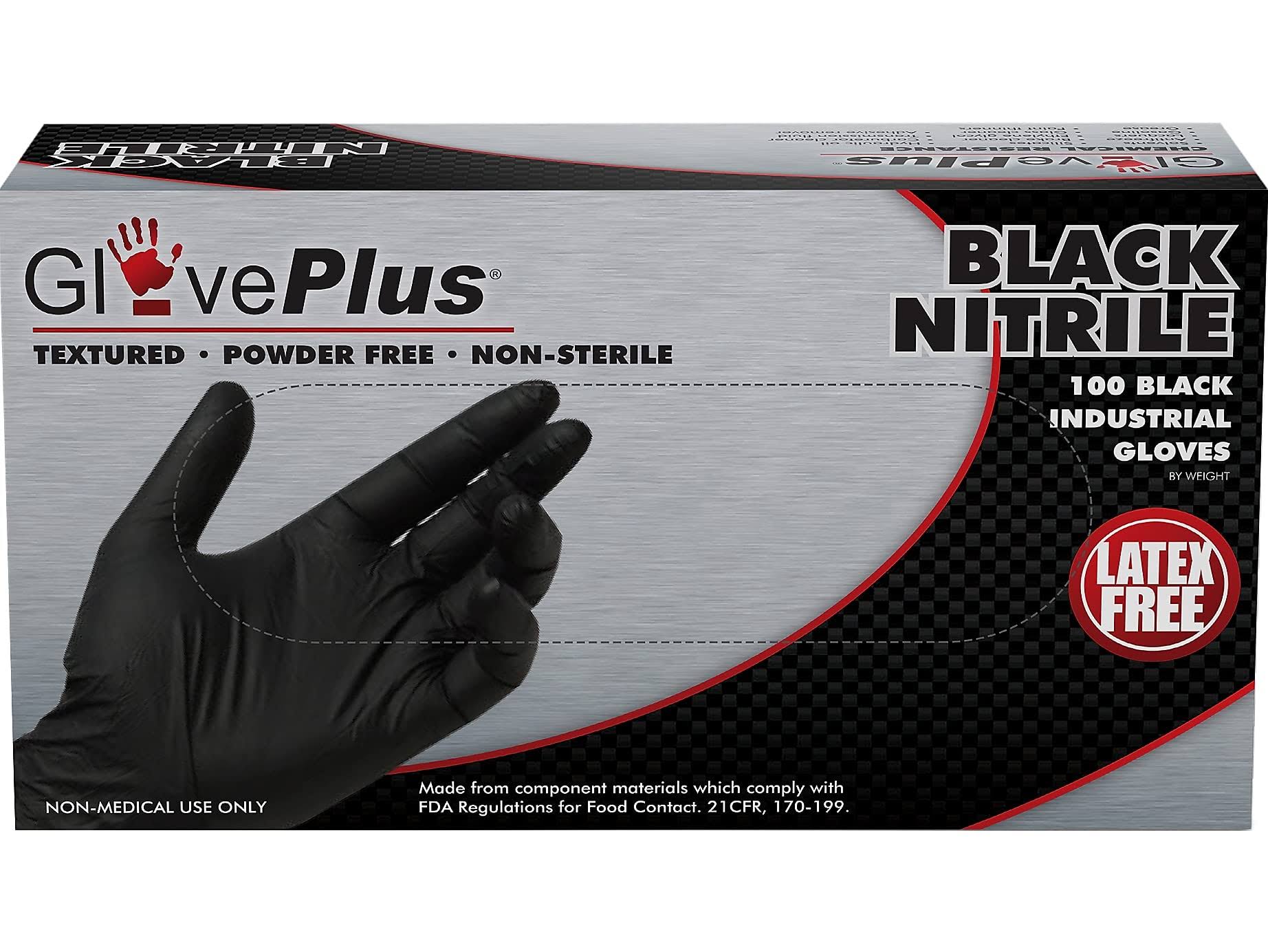 Ammex Nitrile Glove - Black, X-Large