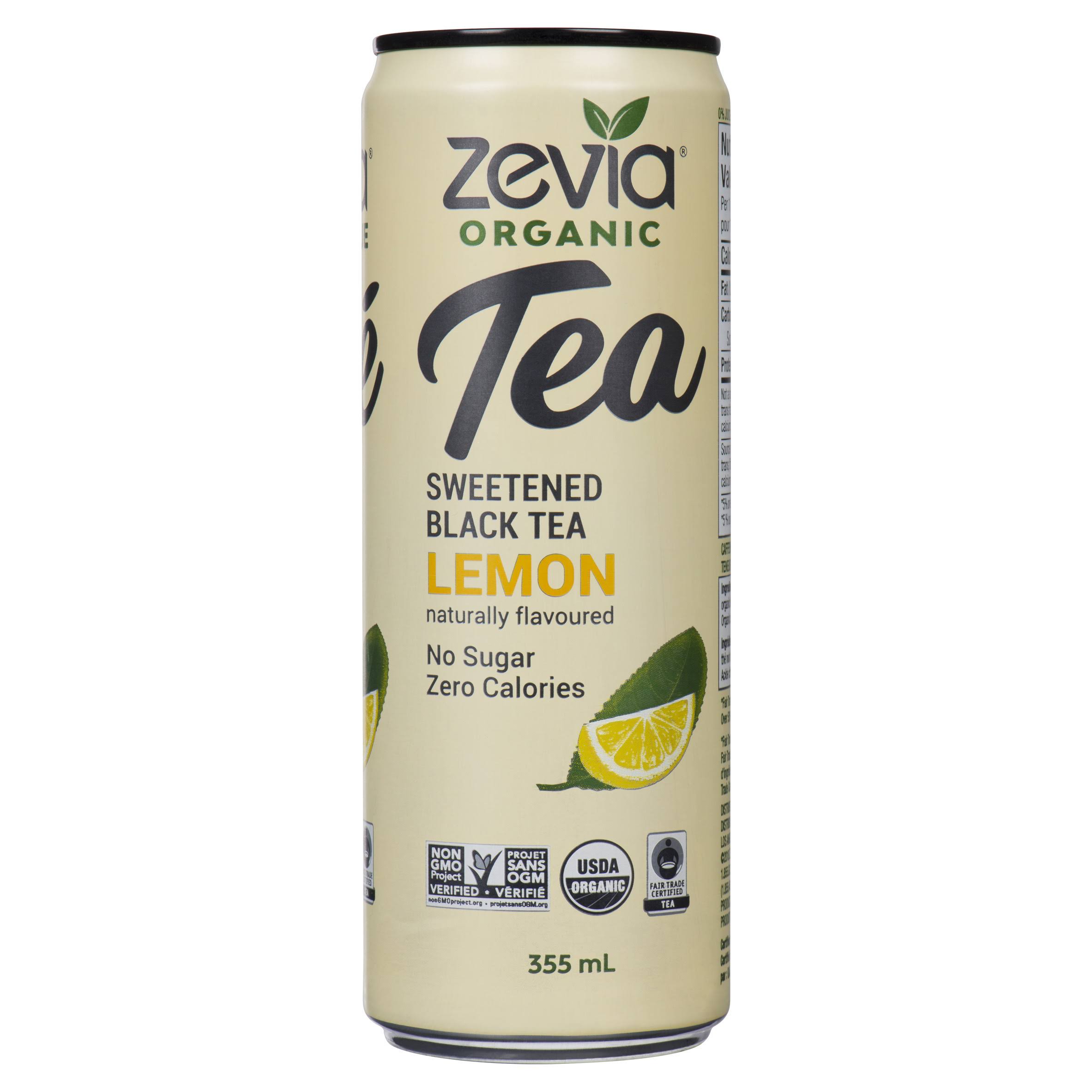 Zevia Organic Tea - Sweetened Black Tea - Lemon