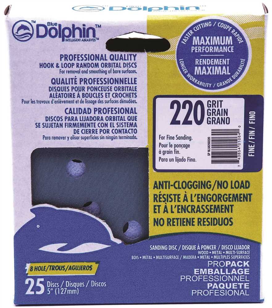 Blue Dolphin Anti-Clogging/No Load Series 5 inch 8-Hole Hook & Loop Discs 220 Grit 25 Pack