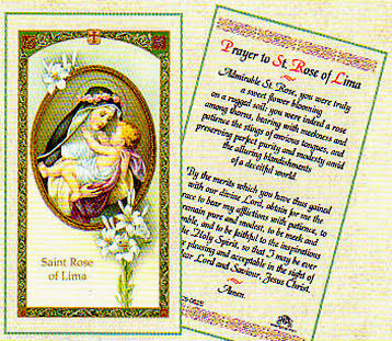 San Francis Imports Prayer to St Rose of Lima - English