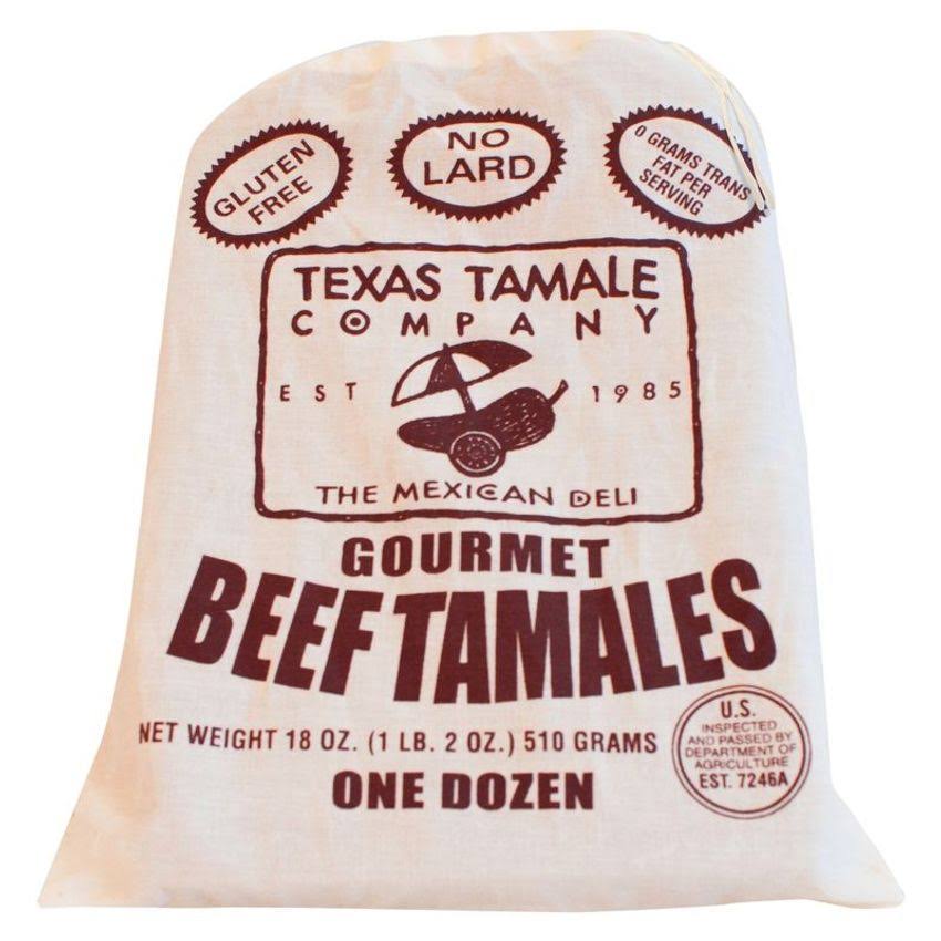 Texas Tamale Tamales, Gourmet, Beef - one dozen, 18 oz