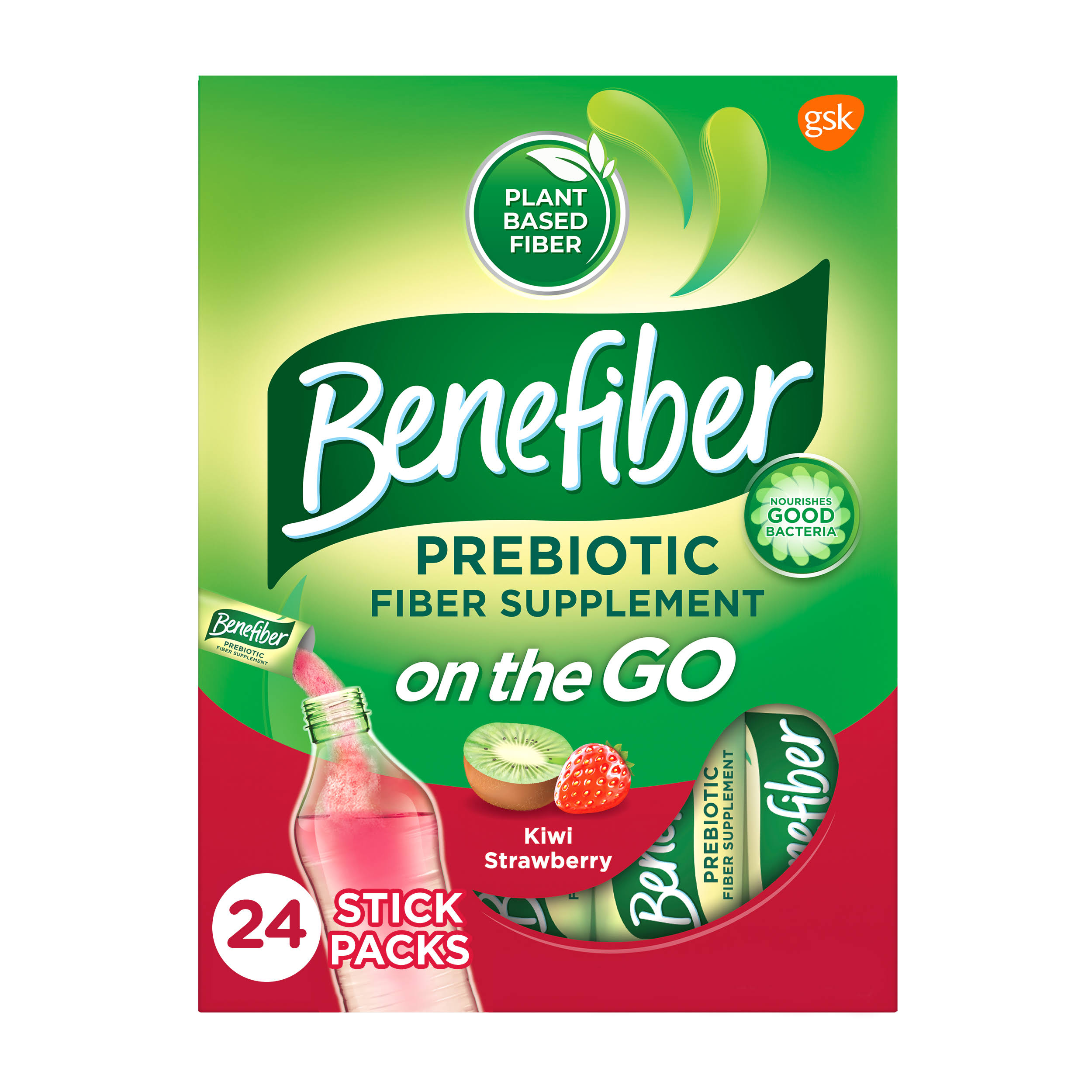 Benefiber Fiber Drink Mix On the Go! - Kiwi Strawberry, 5.28oz, x24