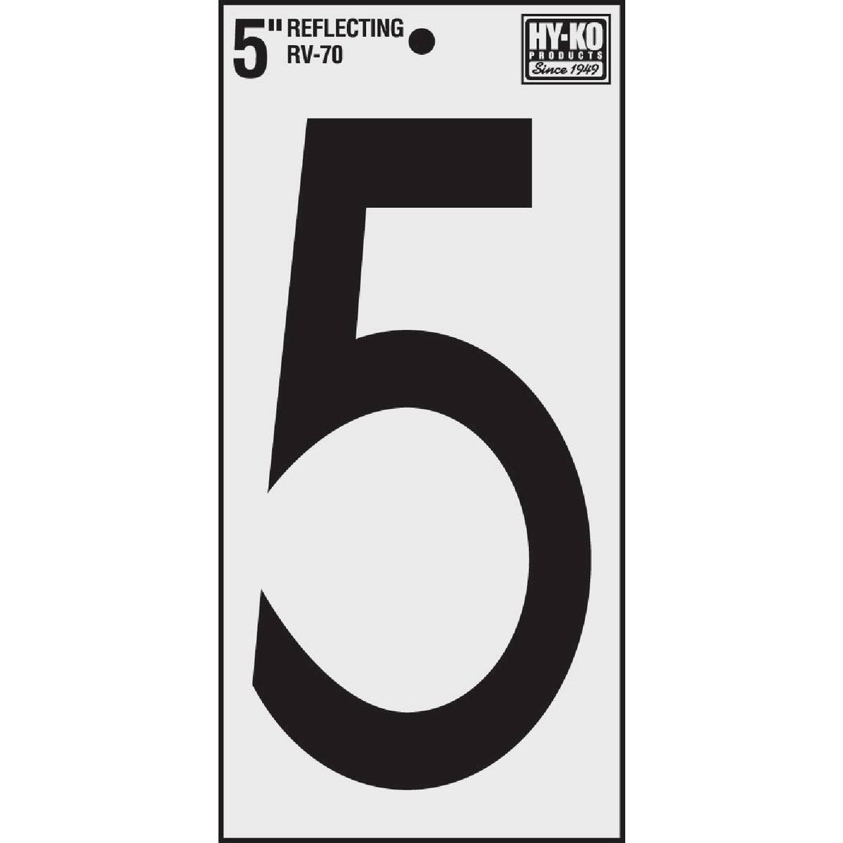 Hy-Ko Vinyl Reflective House Number - "5", 5"