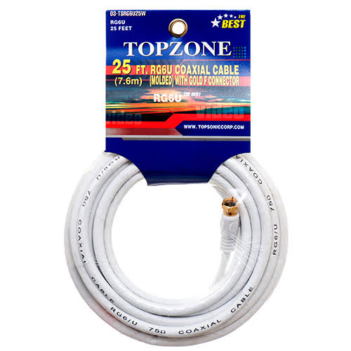 Coaxial Cable 25ft White 03-tsrg6u25w Wholesale, Cheap, Discount, Bulk (Pack of 12)