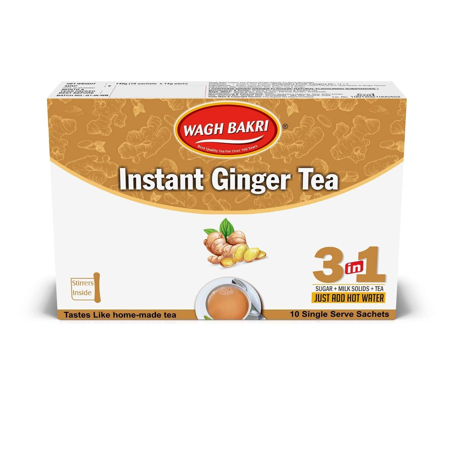 Wagh Bakri Instant Tea - Premix Ginger, 5pk