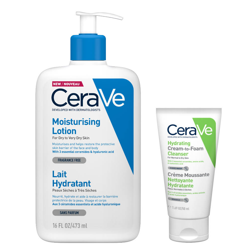 CeraVe Moisturising Lotion 473ml + Cream To Foam Cleanser 50ml