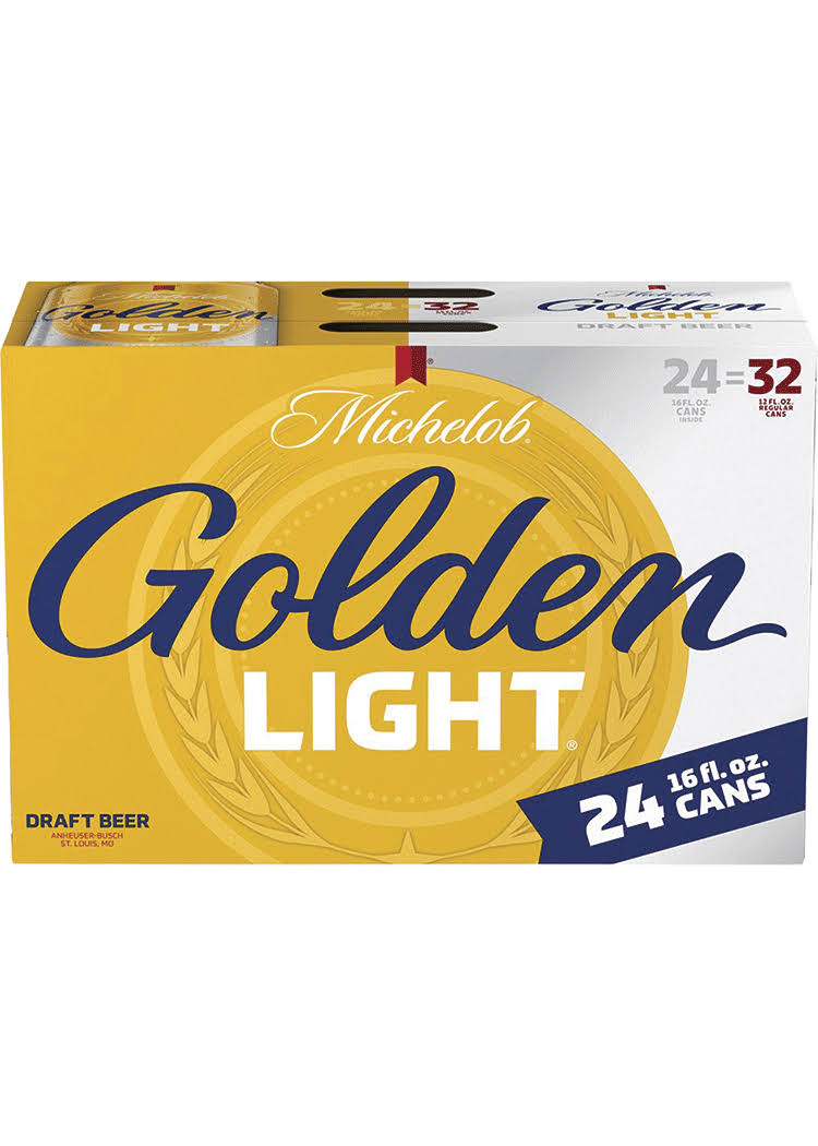 Michelob Draft Beer, Golden Light, 24 Pack - 24 pack, 16 fl oz cans