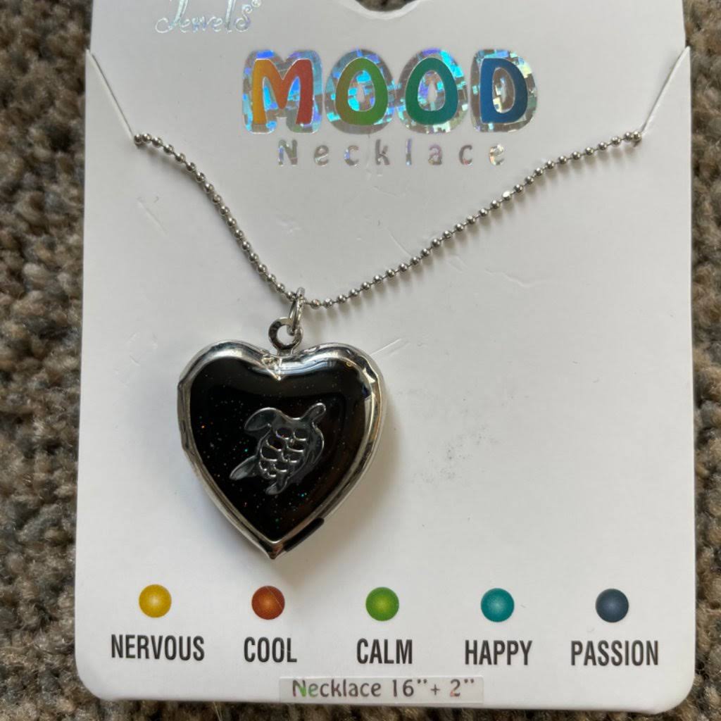 Mood Accessories | Turtle Mood Necklace Locket | Color: Black/Silver | Size: Osg | Threetreasures's Closet