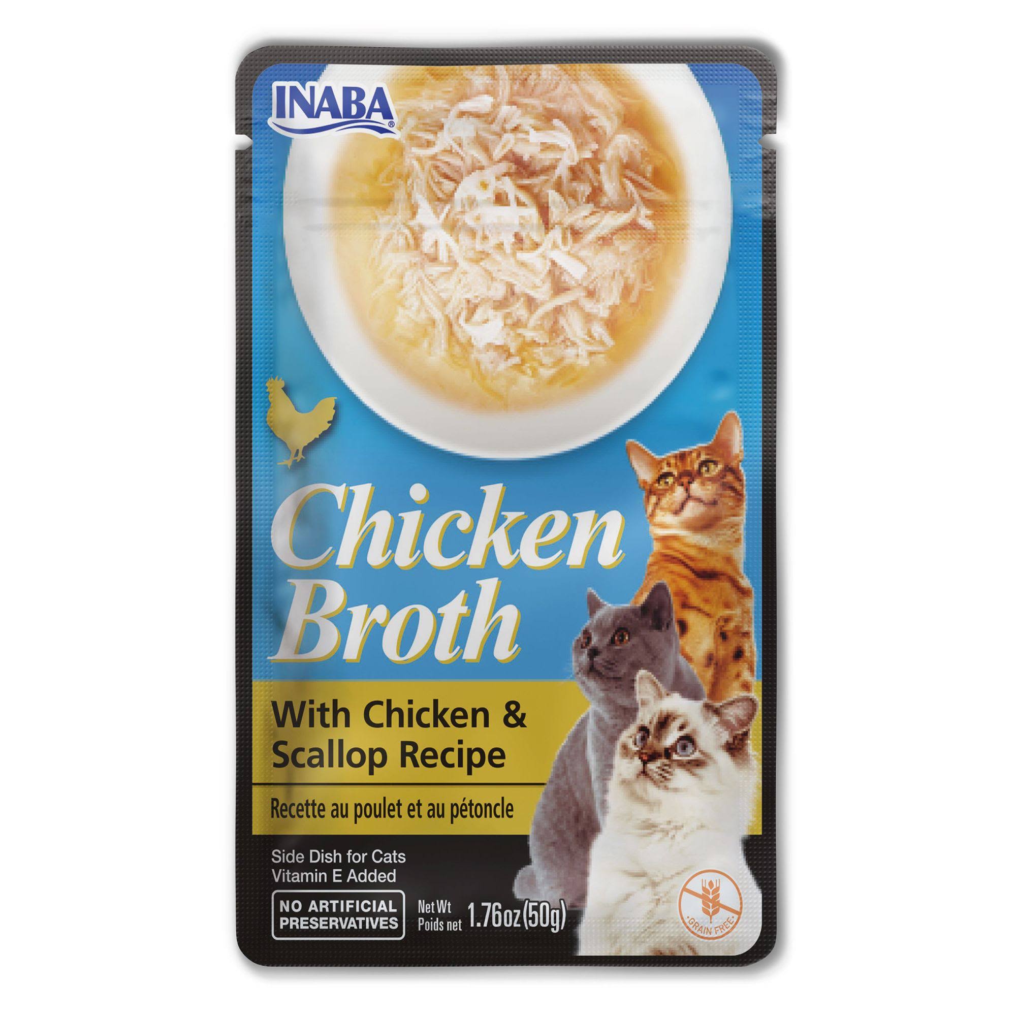 Inaba Side Dish for Cats, with Chiken & Scallop Recipe, Chicken Broth - 1.76 oz