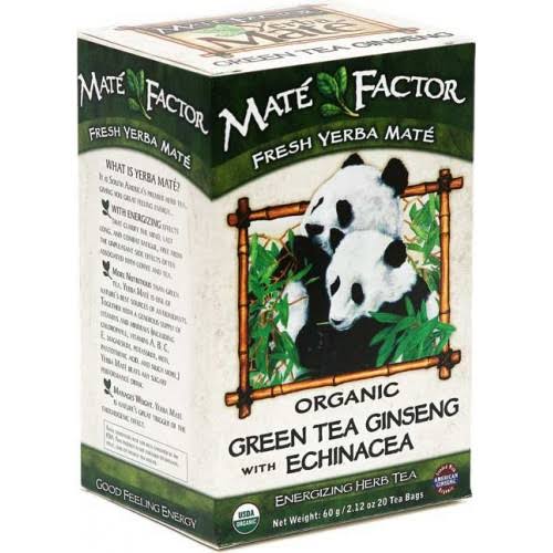 The Mate Factor Echinacea Ginseng Green Tea - 60g, 20 Tea Bags