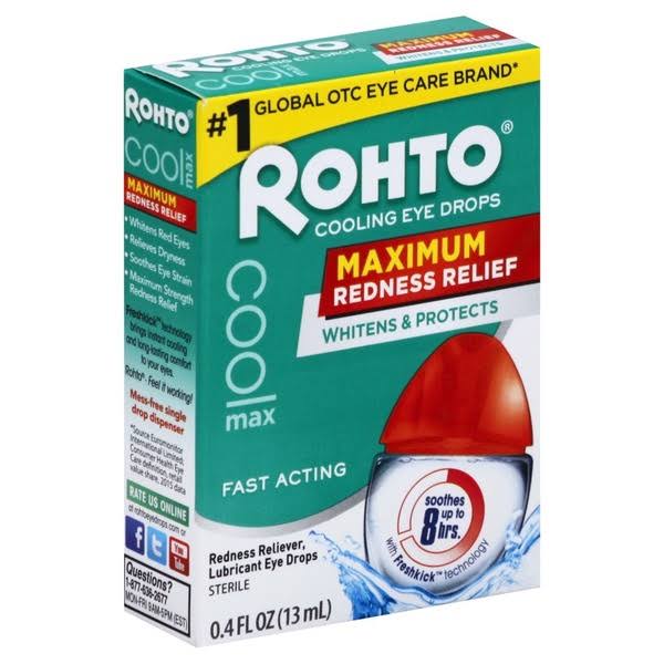 Rohto Maximum Redness Relief Cooling Eye Drops Sterile - 13ml