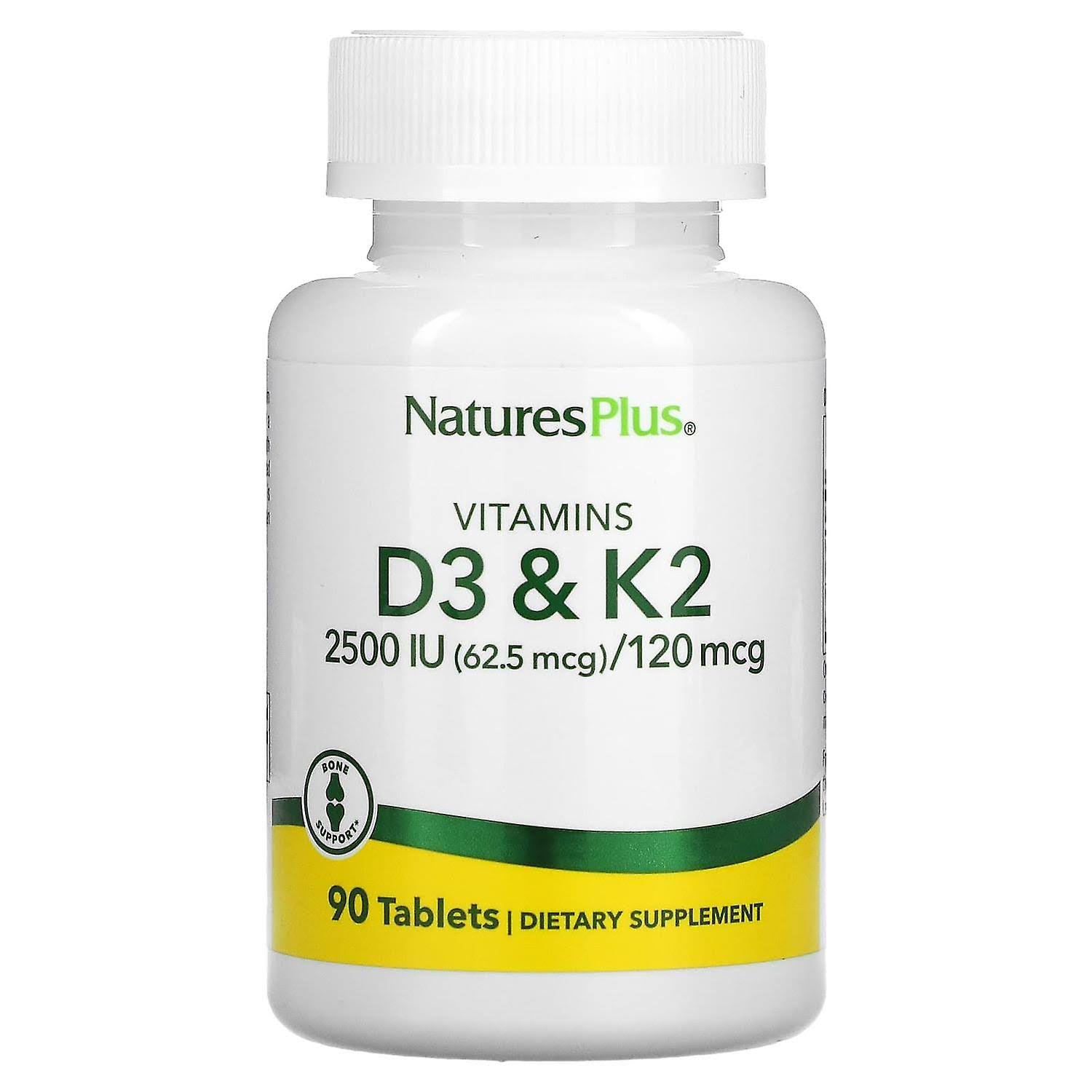 NaturesPlus Vitamins D3 & K2 90 Tablets