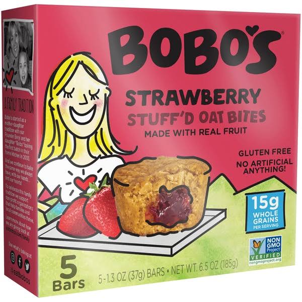 Bobo's Oat Bars - Stuffed Bites Strawberry - Case of 6-6.5 oz