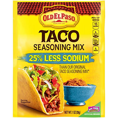 Old El Paso 25 Percent Less Sodium Taco Seasoning Mix - 1oz