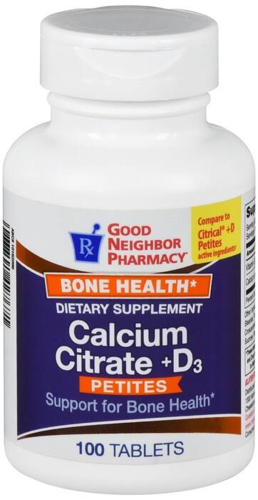 GNP Calcium Citrate + D3 Petites Coated 100 Tablets Supports Bone Health