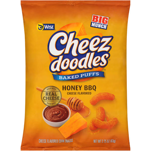 Cheez Doodles Corn Snacks, Cheese Flavored, Honey BBQ, Baked Puffs - 2.25 oz