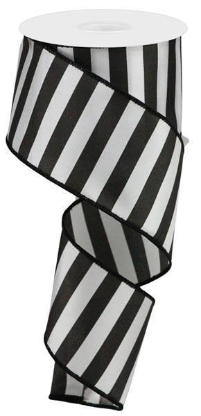 2.5"x10Yd Medium Horizontal Stripe White/Black Rg0184327 Ribbon