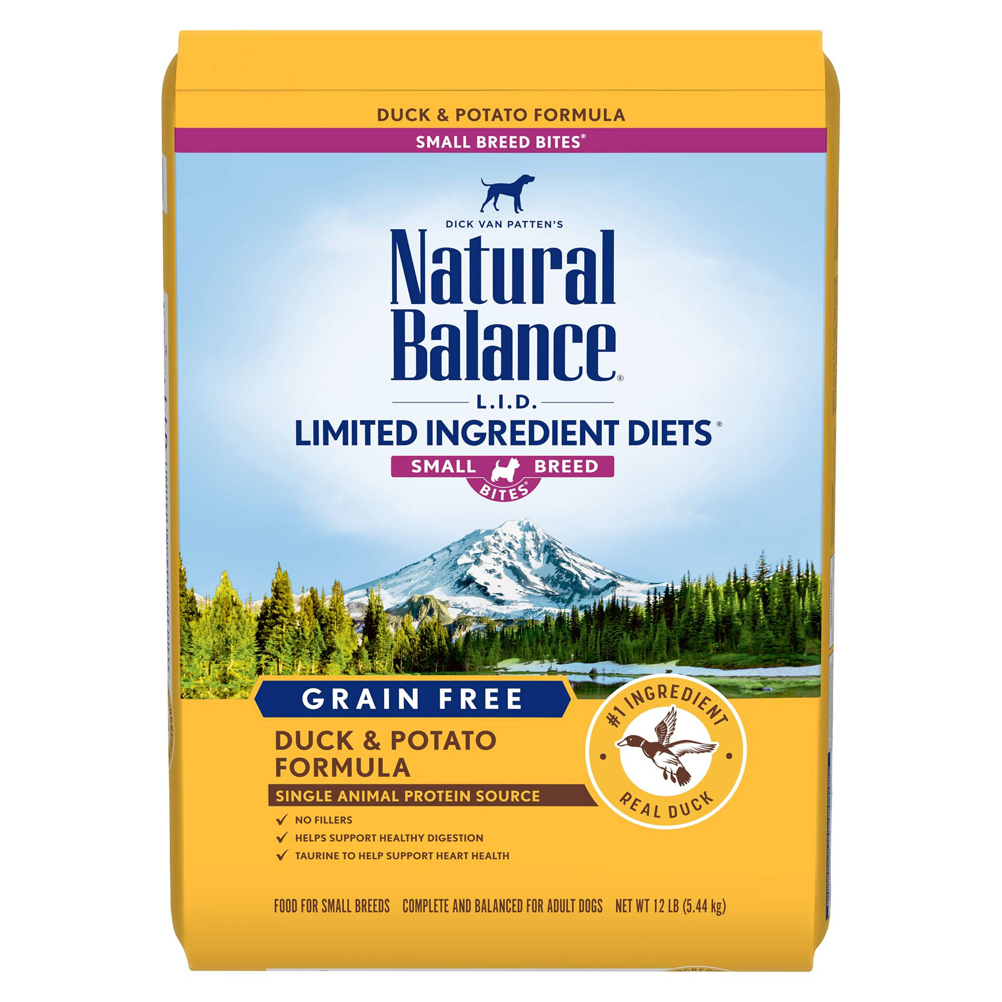 Natural Balance Limited Ingredients Diet Small Breed Bites Dog Food, Duck & Potato Formula, Grain Free, - 12 lb