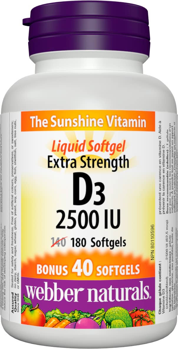 Webber Naturals Vitamin D3 2500IU 140+40 Softgels