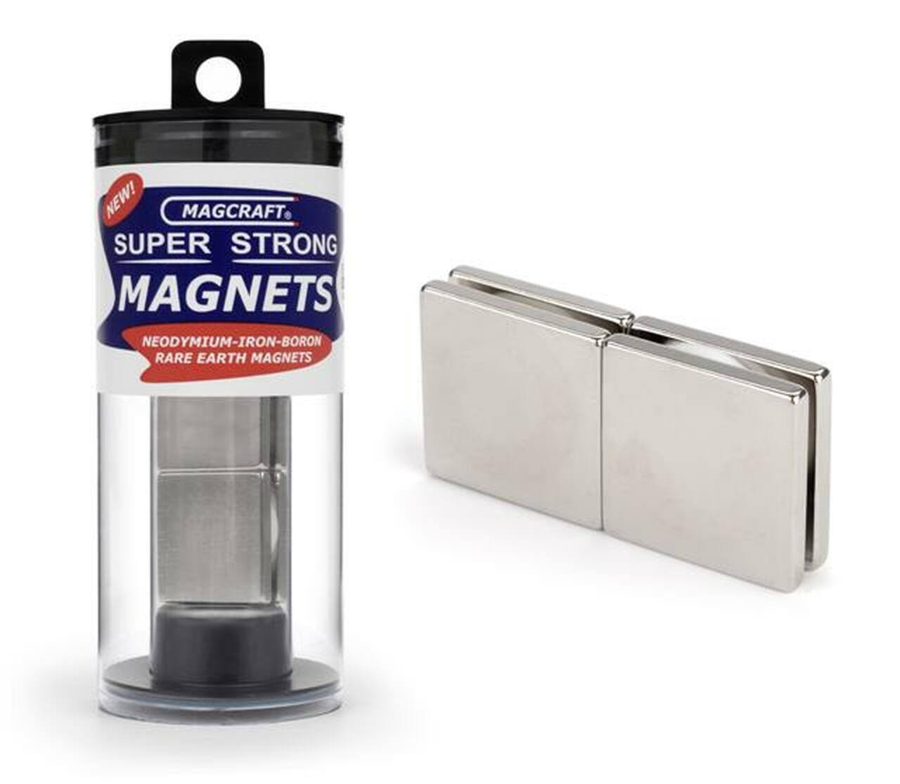 Magcraft Rare Earth Block Magnet - 1" x 1" x 1/8", 4pk