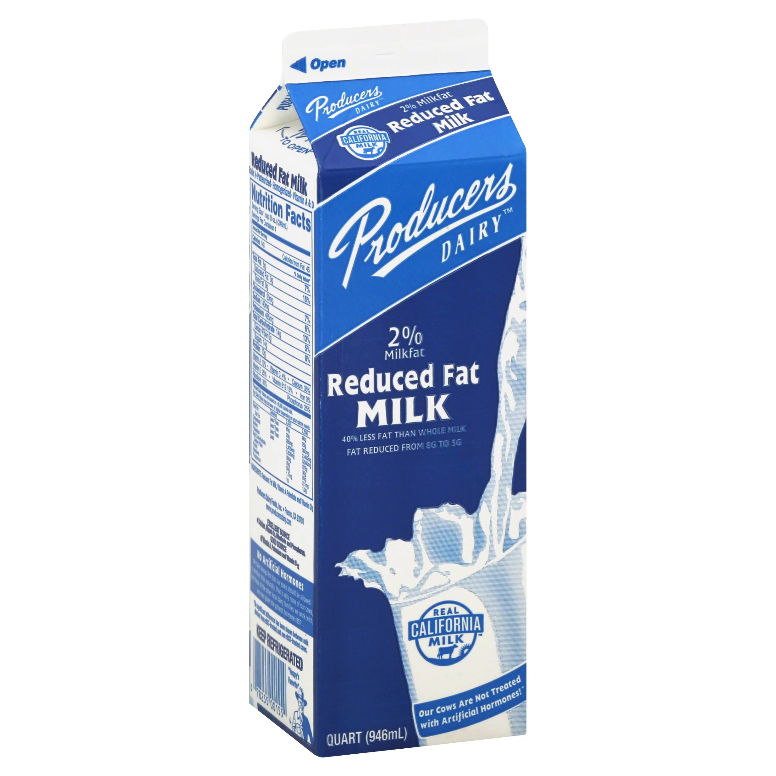 Producers Milk, Reduced Fat, 2% Milkfat - 1 qt