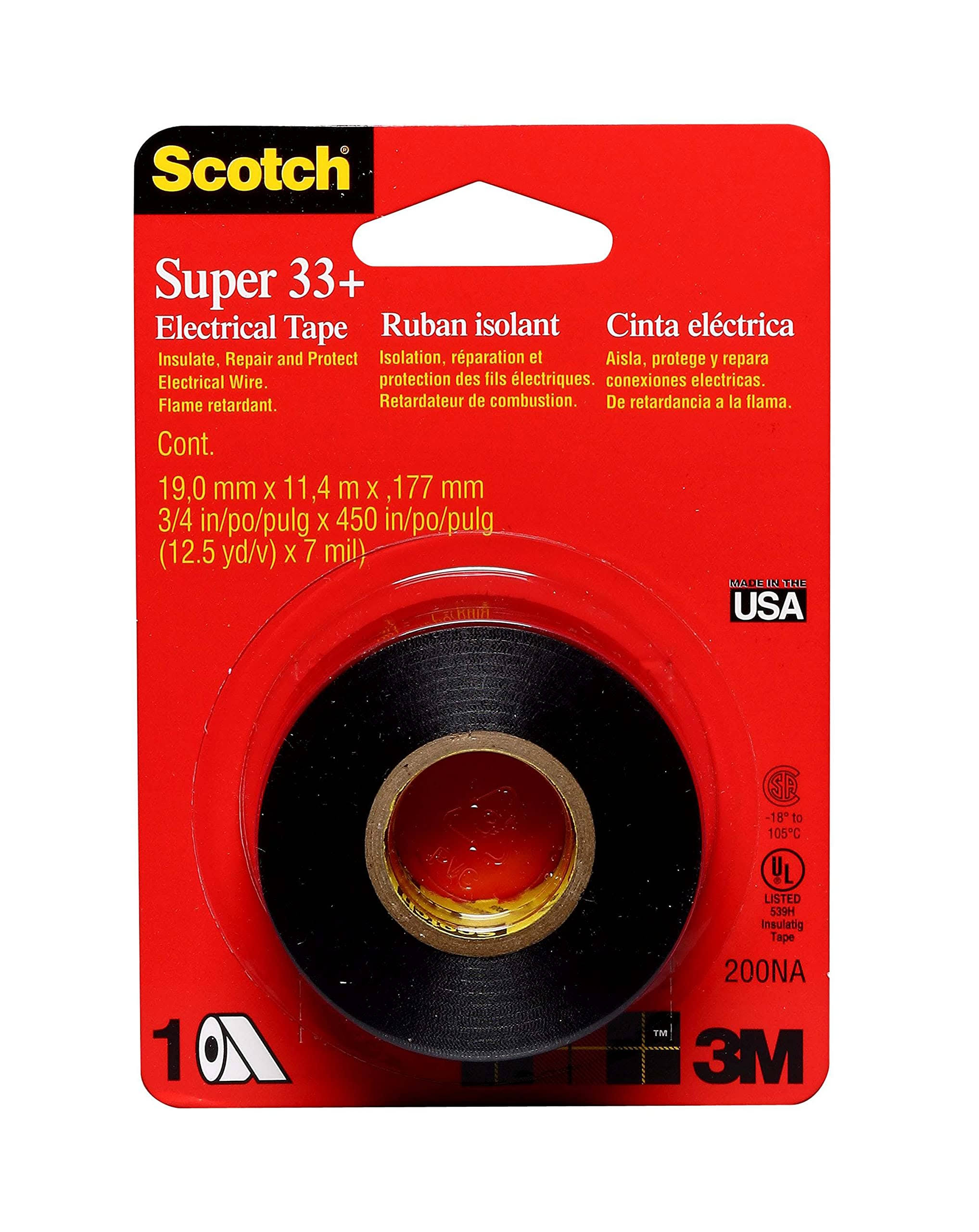 Scotch Super 33+ Electrical Tape - 3/4"x450"