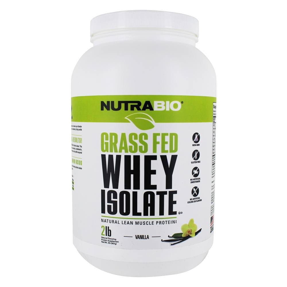 NutraBio Natural 100% Whey Protein Isolate - Vanilla, 2lb