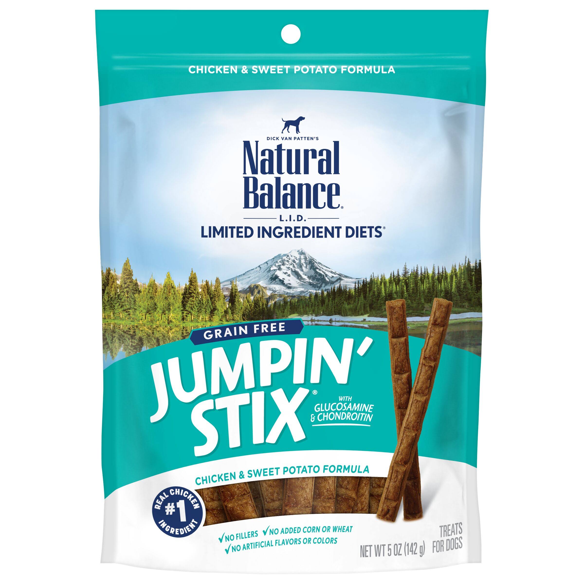 Natural Balance Limited Ingredient Jumpin' Stix Dog Treat - Chicken and Sweet Potato Formula, 12 Pack