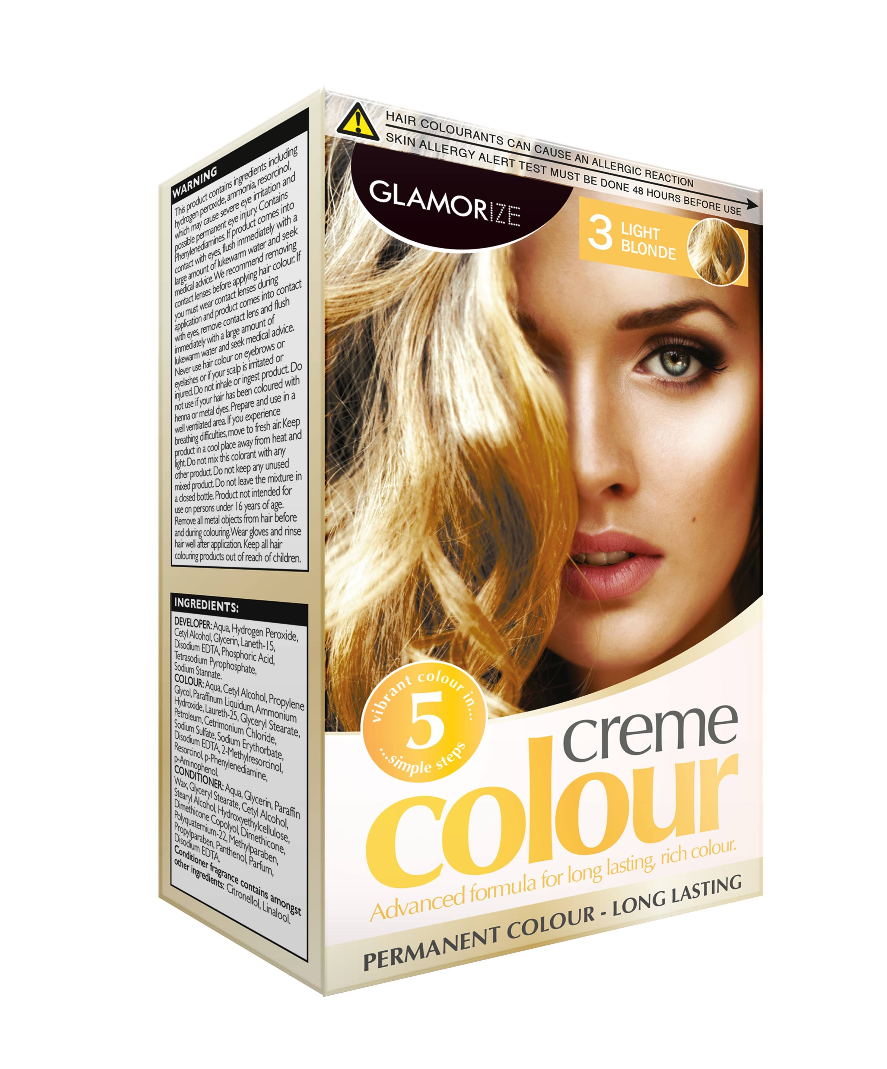3x Light Blonde 3 Glamorize 4 Step Advanced Creme Hair Dye Colour