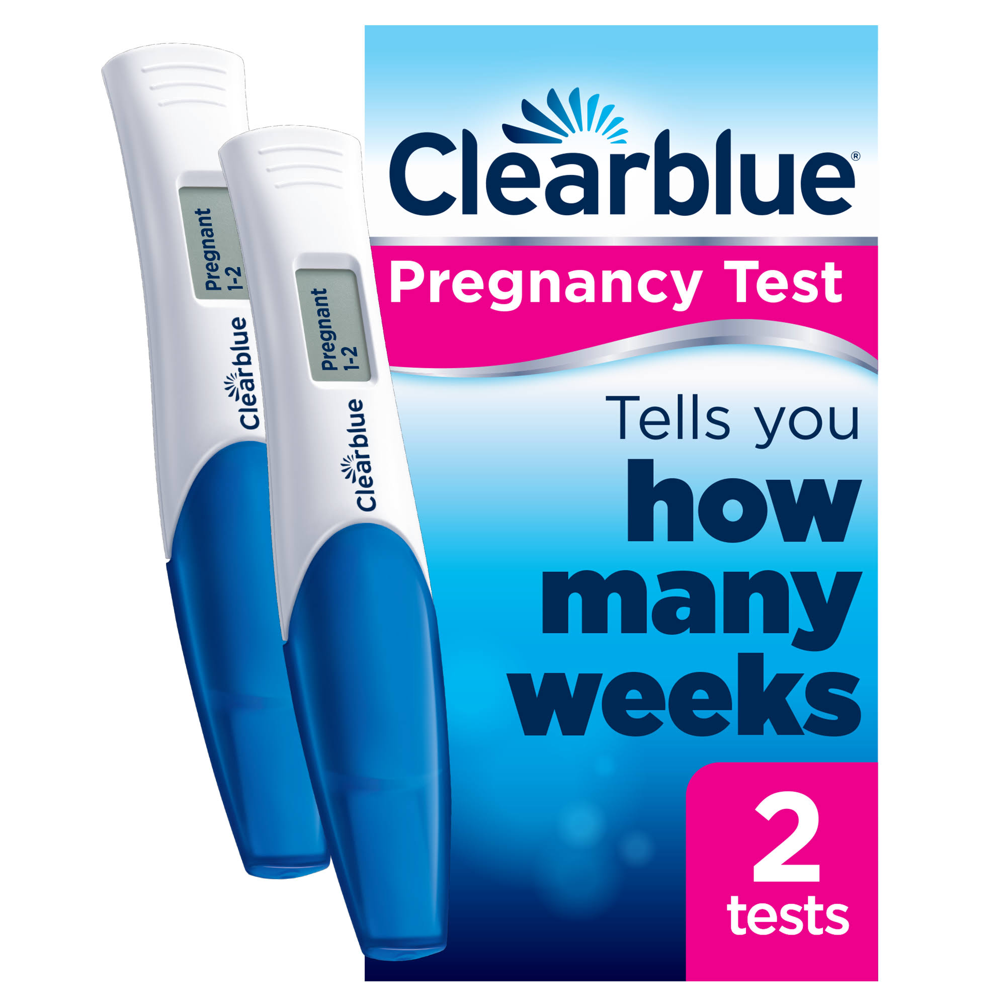 Clearblue Pregnancy Digital Test Kit Set - With Weeks Indicator, 2pcs Set