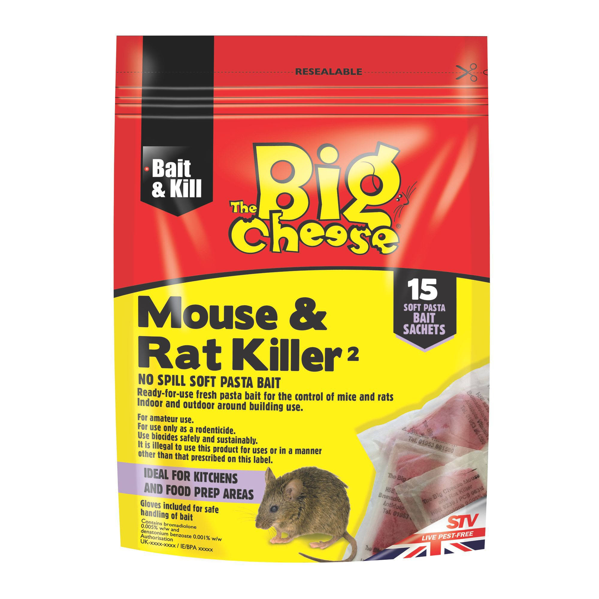 The Big Cheese Mouse and Rat Killer - 15 Pasta Sachets