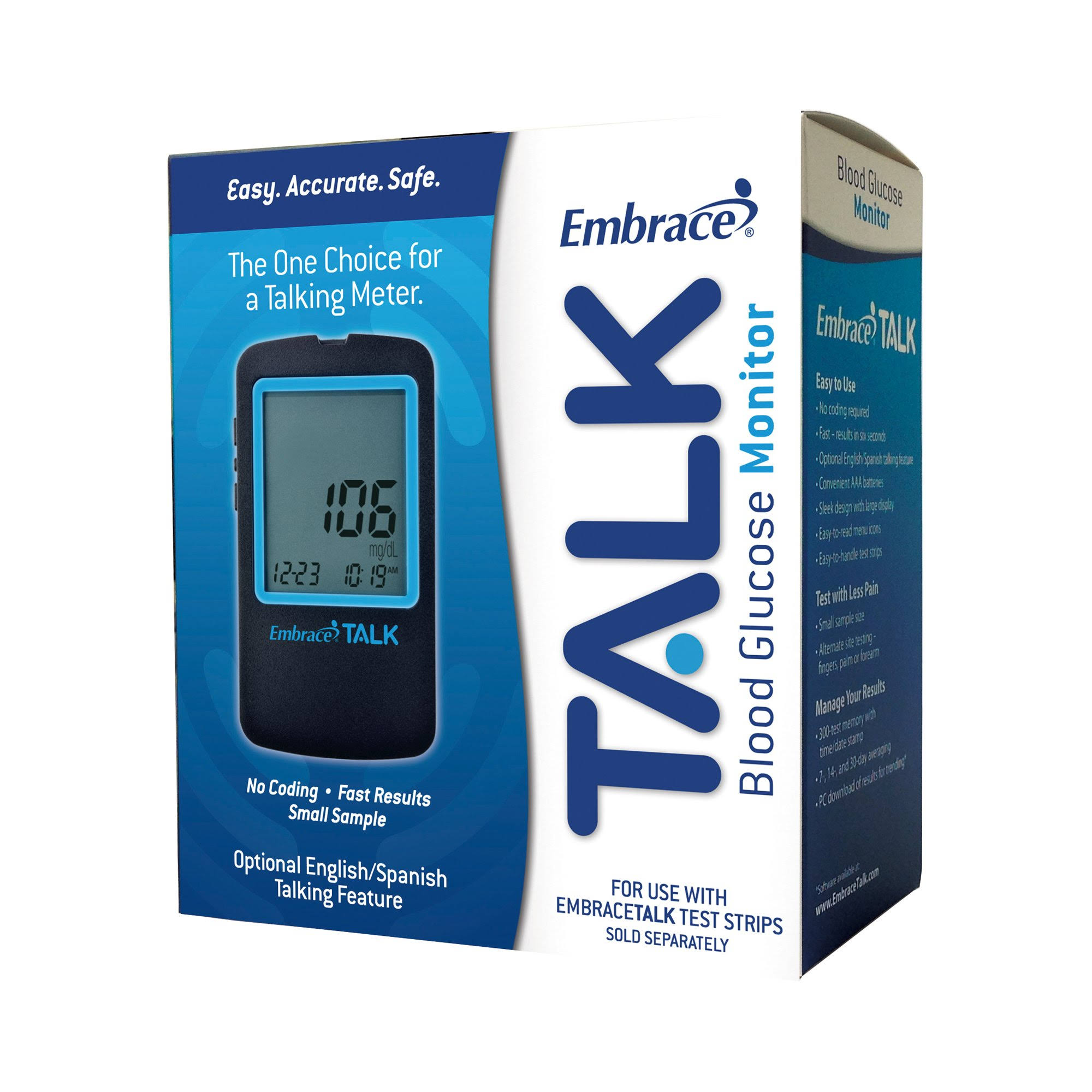 Embrace TALK Blood Glucose Monitor (Meter ONLY)