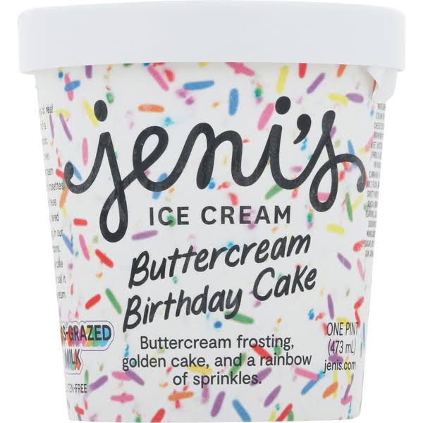 Jeni's Ice Cream, Buttercream, Birthday Cake - one pint (473 ml)